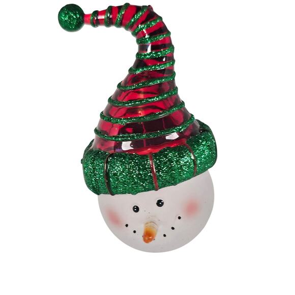 Department 56 Snowman Head Ornament 2003 Glitter Hat 5" Xmas Decor Boxed - Picture 5 of 16